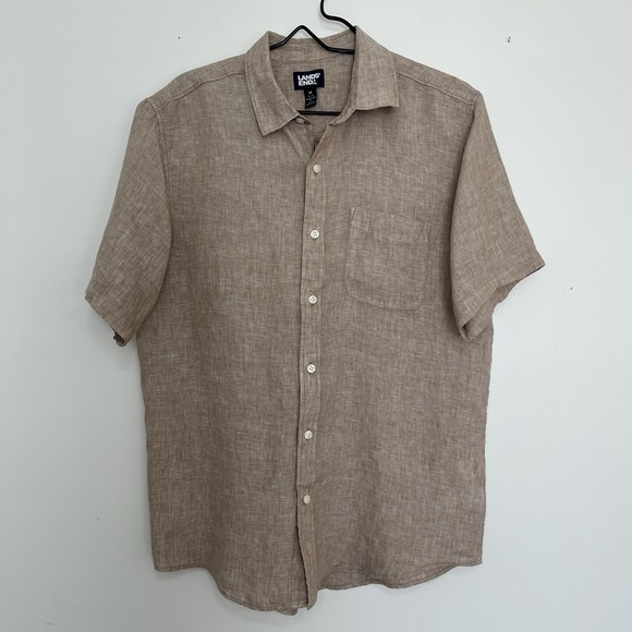 Lands' End Other - Land's End 100% Linen Short Sleeve Button Up Shirt Mens M Coastal Breathable